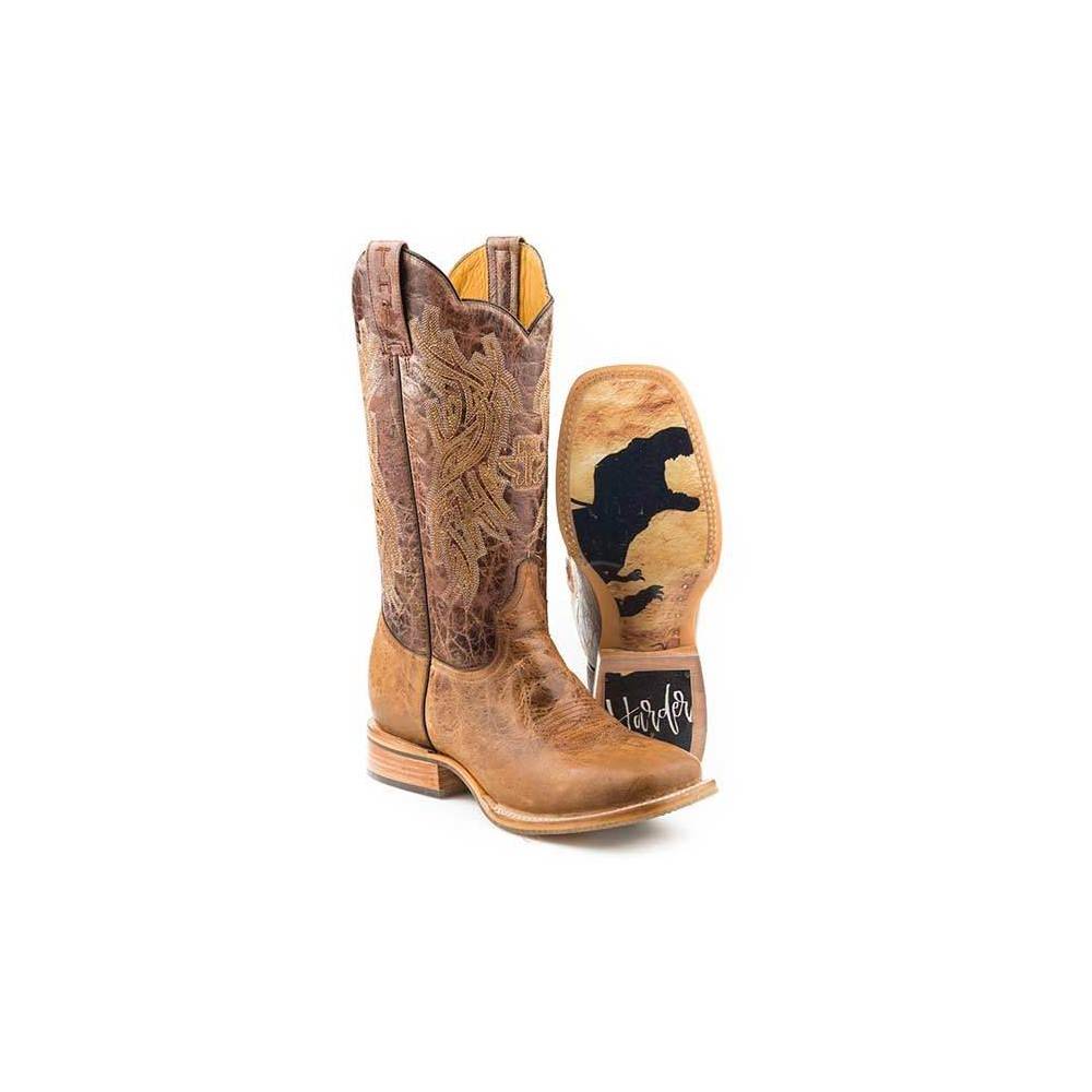 Tin Haul T-Rex Mens Brown Leather Rough Rider Cowboy Boots